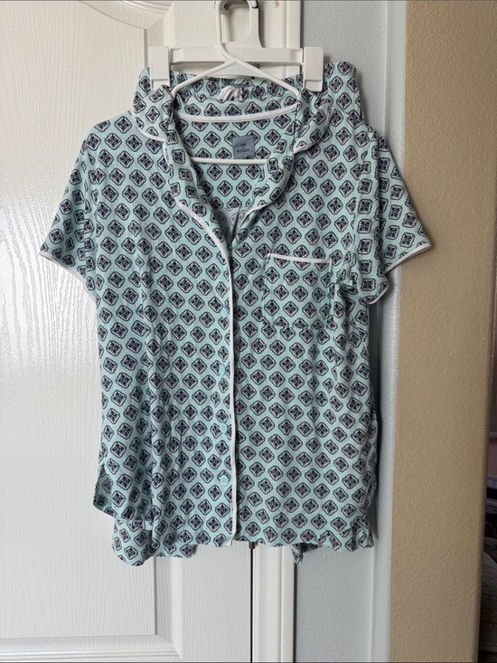 Jane and Bleecker Other - Jane and Bleecker Mint Patterned Short Sleeve Button-Up Pajama set